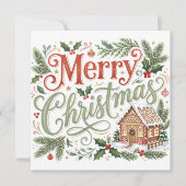 Handlettering Kerst Gingerbread Foto Kaart (Voorkant)