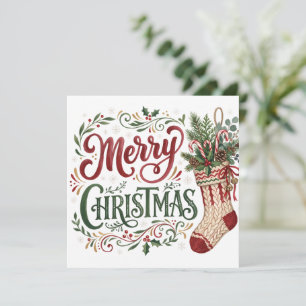 Handlettering Kerstsok Foto Kaart