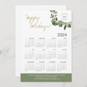 Handlettering Krans Uw Logo hier 2024 Kalender Feestdagenkaart (Voorkant / Achterkant)