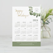 Handlettering Krans Uw Logo hier 2024 Kalender Feestdagenkaart (Staand voorkant)