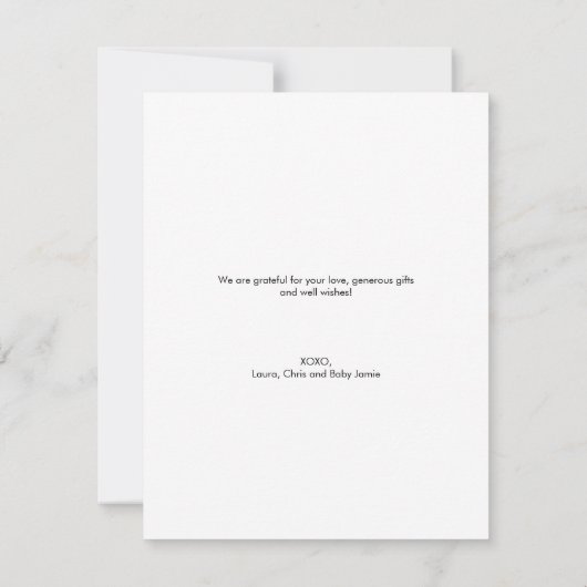 Handlettering Modern Baby shower Custom Photo Bedankkaart (Achterkant)