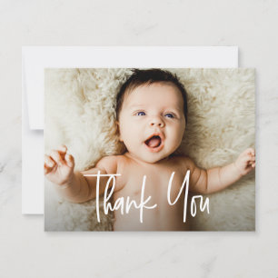 Handlettering Modern Baby shower Horizontale foto Bedankkaart
