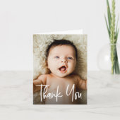 Handlettering Modern Custom Photo Baby shower Bedankkaart (Voorkant)