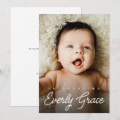 Handlettering Naam Verticaal Foto Baby shower Bedankkaart (Voorkant / Achterkant)