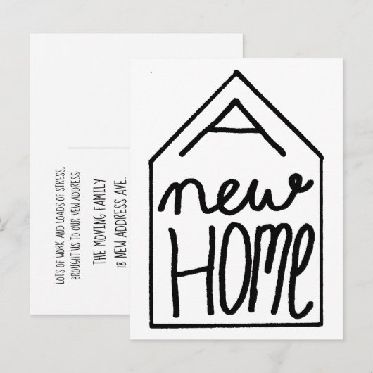 Handlettering Nieuwe adreskaart Aankondigingskaart (Voorkant / Achterkant)