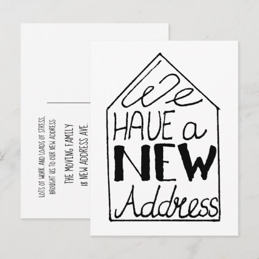 Handlettering Nieuwe adreskaart Aankondigingskaart (Voorkant / Achterkant)