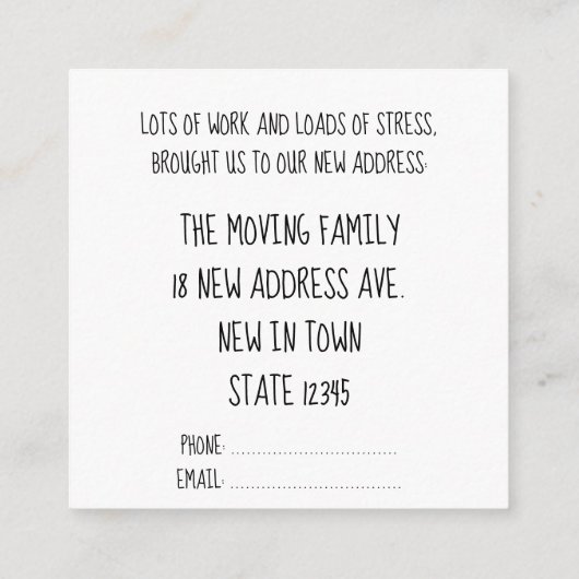 Handlettering Nieuwe adreskaart Informatiekaartje (Achterkant)