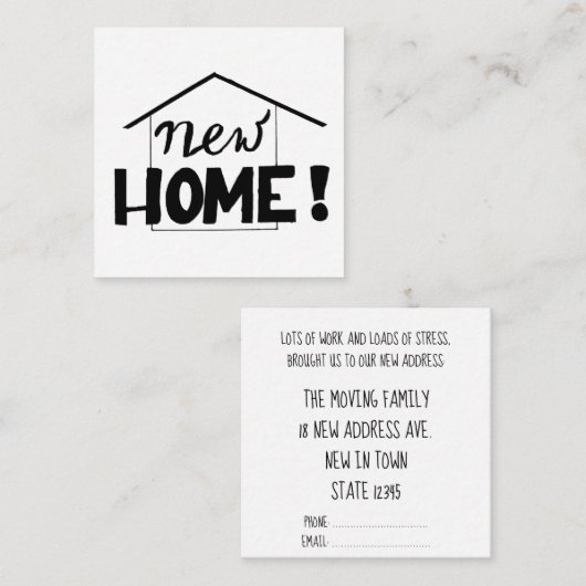 Handlettering Nieuwe adreskaart Informatiekaartje (Voorkant / Achterkant)