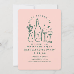Handlettering Retro Roze Groen Vrijgezellenfeest Kaart