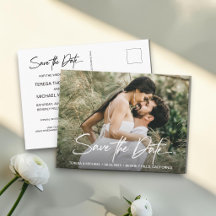 Handlettering Save the Date Aangepaste Foto Verlov