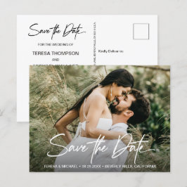 Handlettering Save the Date Custom Photo Engaged Aankondigingskaart