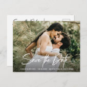 Handlettering Save the Date Custom Photo Engaged Aankondigingskaart (Voorkant / Achterkant)