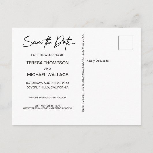 Handlettering Save the Date Custom Photo Engaged Aankondigingskaart (Achterkant)