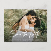 Handlettering Save the Date Custom Photo Engaged Aankondigingskaart (Voorkant)