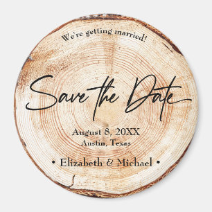 Handlettering Save the Date Wood Rustic bruiloft Magneet