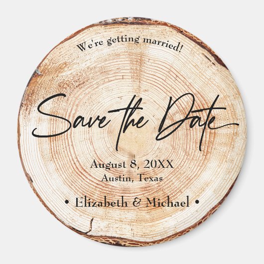Handlettering Save the Date Wood Rustic bruiloft Magneet (Voorkant)
