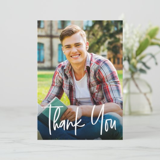 Handlettering Script Afstuderen Foto Afstuderen Bedankkaart (Staand voorkant)