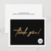 Handlettering Script Black Gold Business logo Bedankkaart (Voorkant / Achterkant)