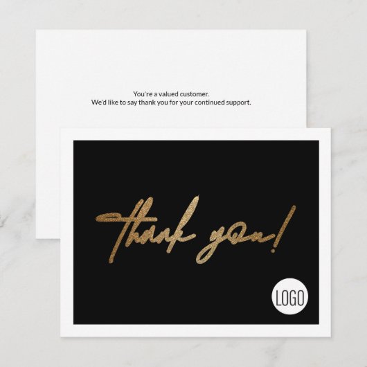 Handlettering Script Black Gold Business logo Bedankkaart (Voorkant / Achterkant)
