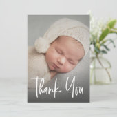 Handlettering Script Custom Baby shower Foto Bedankkaart (Staand voorkant)