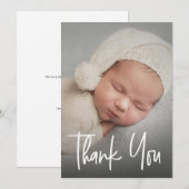 Handlettering Script Custom Baby shower Foto Bedankkaart (Voorkant / Achterkant)
