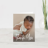 Handlettering script Custom Photo Baby shower Bedankkaart (Voorkant)
