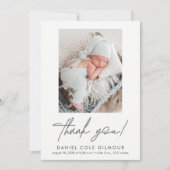 Handlettering Script Dank u Baby Foto Geboorte Aankondiging (Voorkant)