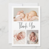 Handlettering Script fotocollage baby shower Bedankkaart (Voorkant)