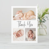 Handlettering Script fotocollage baby shower Bedankkaart (Staand voorkant)