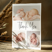 Handlettering Script fotocollage baby shower Bedankkaart