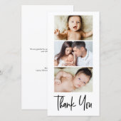 Handlettering script fotostrip baby shower bedankkaart (Voorkant / Achterkant)