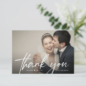 Handlettering Script Hart Wedding Foto Bedankkaart (Staand voorkant)
