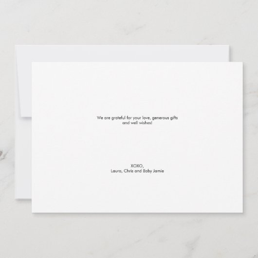 Handlettering script horizontaal Foto Baby shower Bedankkaart (Achterkant)