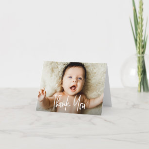 Handlettering script horizontaal Foto's Baby Bedankkaart