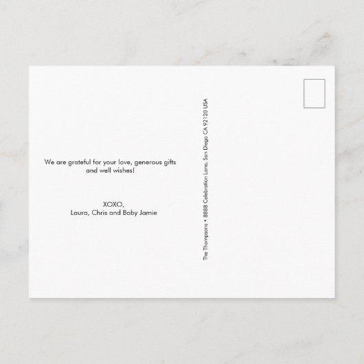 Handlettering Script Horizontal Photo Baby shower Briefkaart (Achterkant)