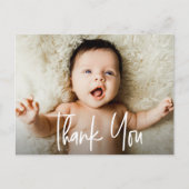 Handlettering Script Horizontal Photo Baby shower Briefkaart (Voorkant)