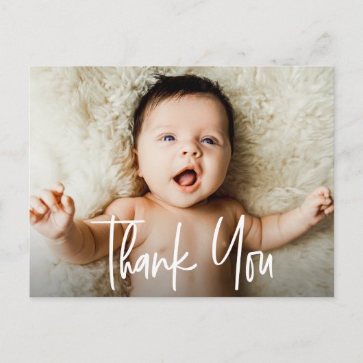 Handlettering Script Horizontal Photo Baby shower Briefkaart (Voorkant)