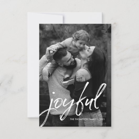 Handlettering Script Joyful Family Foto Aangepast Kaart (Voorkant)