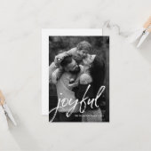 Handlettering Script Joyful Family Foto Aangepast Kaart (Voorkant / Achterkant in situ)