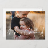 Handlettering script Merry Kerstfoto Modern Feestdagenkaart (Voorkant / Achterkant)