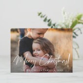 Handlettering script Merry Kerstfoto Modern Feestdagenkaart (Staand voorkant)
