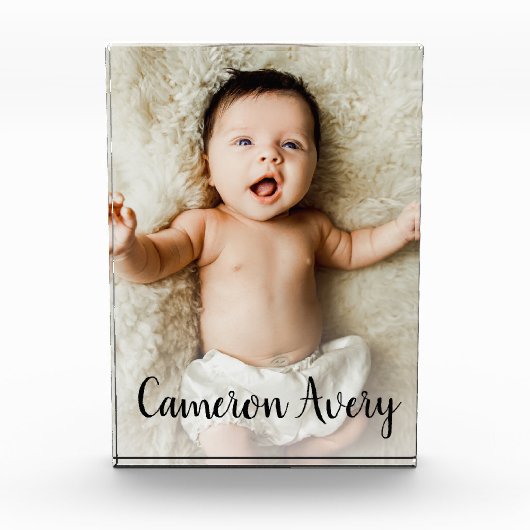 Handlettering Script Naam Baby Verticale foto (Voorkant)