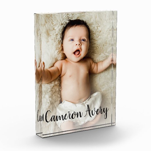 Handlettering Script Naam Baby Verticale foto (Links)