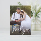 Handlettering Script Wedding Photos Modern Bedankkaart (Staand voorkant)