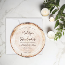Handlettering Script Wood Slice Rustic Wedding