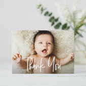   Handlettering small Custom photo Baby shower Bedankkaart (Staand voorkant)