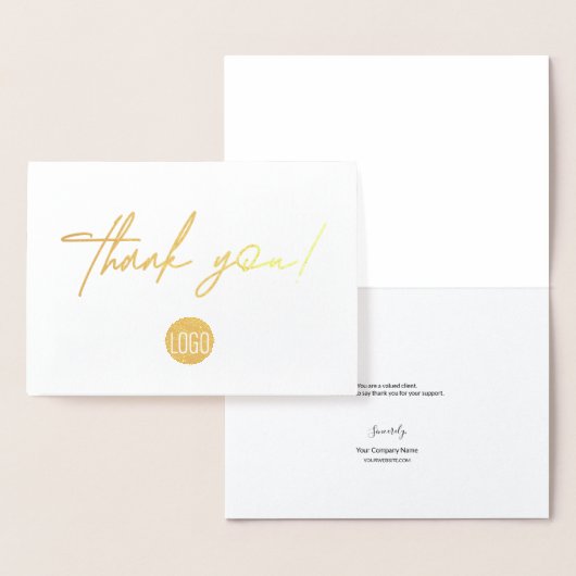 Handlettering Stijlvolle Business logo Bedankt Gol Folie Kaarten (Display)