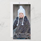 Handlettering Vreugde Vrede Liefde Vakantiefoto Feestdagenkaart (Voorkant)