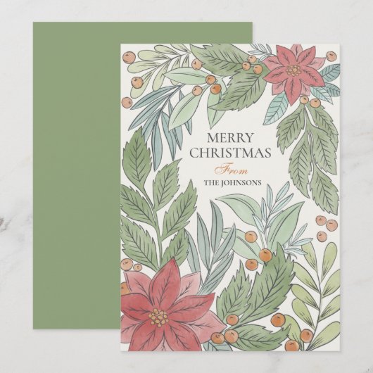 Handlettering Vrolijk en Helder Leuk Fotovakantie Feestdagenkaart (Voorkant / Achterkant)