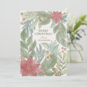 Handlettering Vrolijk en Helder Leuk Fotovakantie Feestdagenkaart (Staand voorkant)